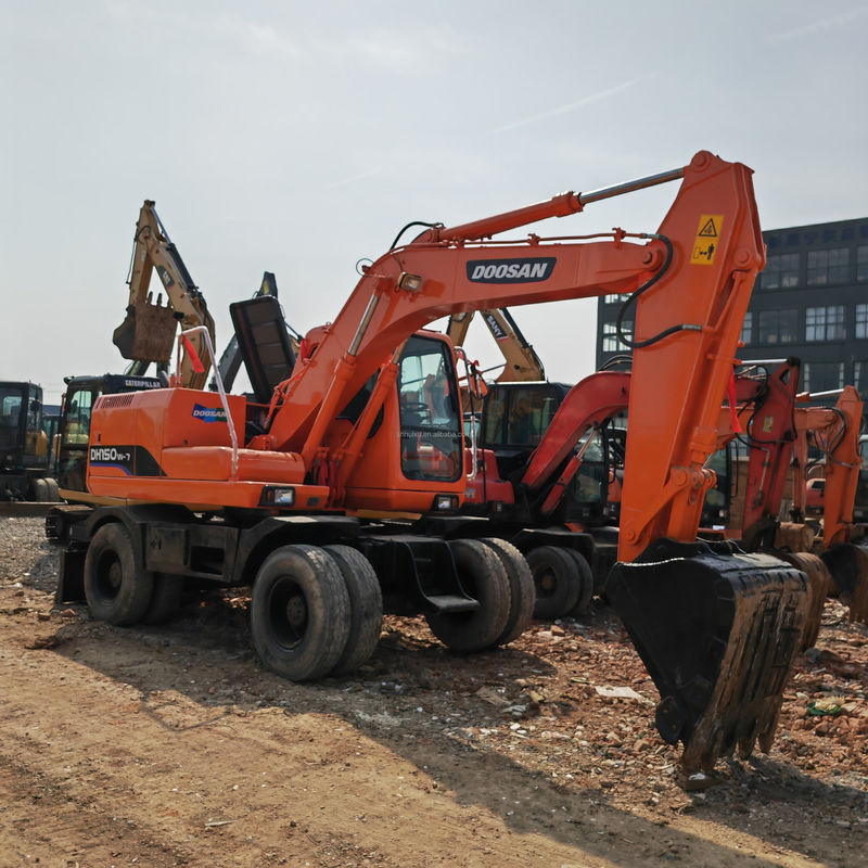 90 Excavadora nueva de ruedas de segunda mano DOOSAN DH150W-7 Excavadora usada de 4 ruedas